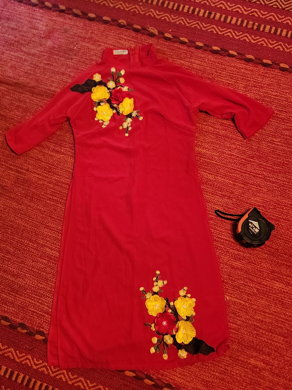 Red RARE Sheer Floral Embroidered L.Edition  Dress